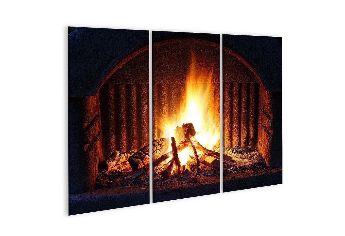 islandburner Leinwandbild Bild auf Leinwand Kamin mit Feuer in der Nacht Outdoor-Aufnahme Wandbi von islandburner