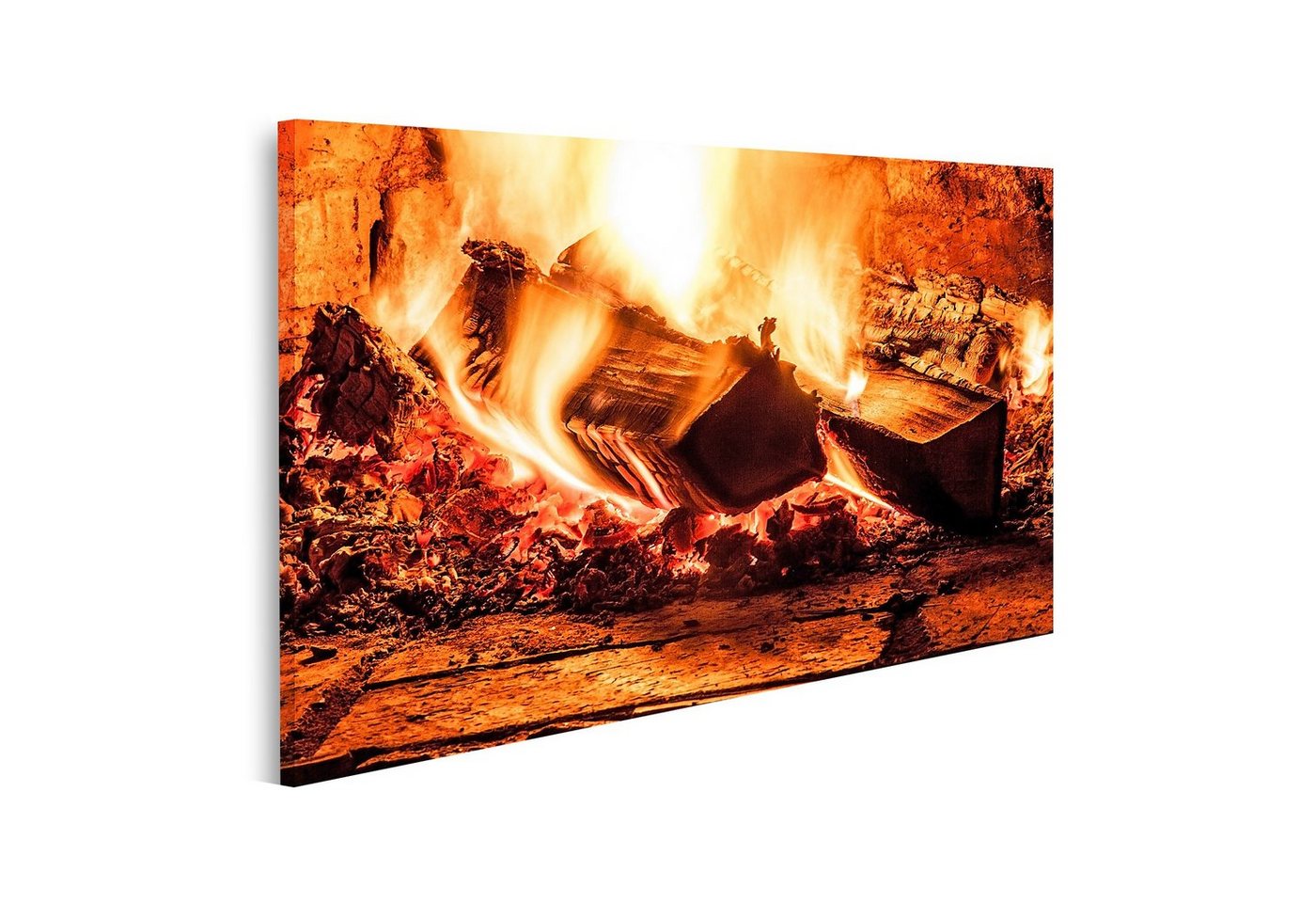 islandburner Leinwandbild Bild auf Leinwand Kamin mit einem lodernden Feuer Foto Wandbild Poster von islandburner