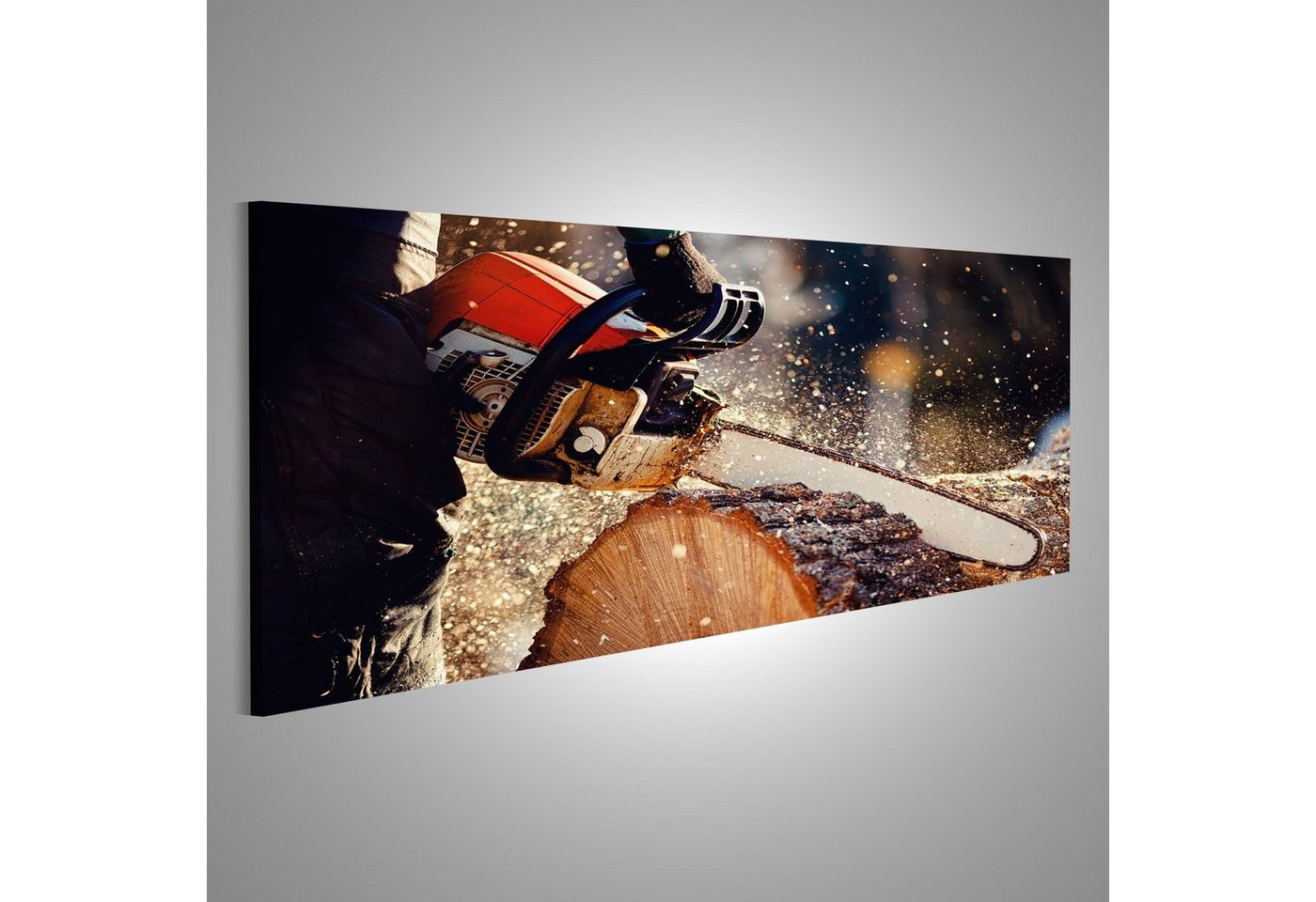 islandburner Leinwandbild Bild auf Leinwand Kettensäge Holzfäller Sägt Baum Mit Einer Kettensäge von islandburner