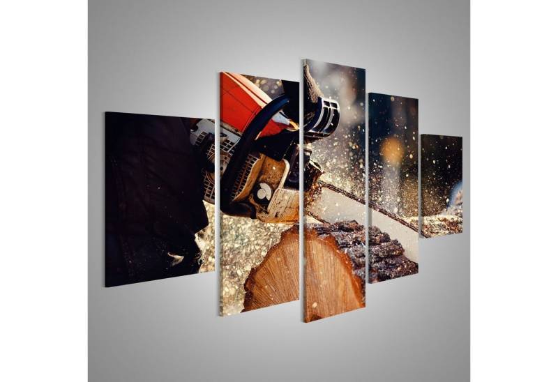 islandburner Leinwandbild Bild auf Leinwand Kettensäge Holzfäller Sägt Baum Mit Einer Kettensäge von islandburner