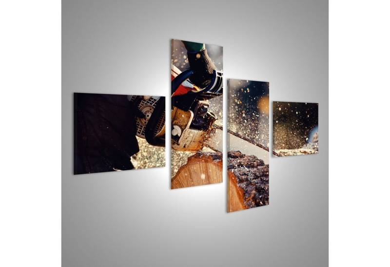 islandburner Leinwandbild Bild auf Leinwand Kettensäge Holzfäller Sägt Baum Mit Einer Kettensäge von islandburner