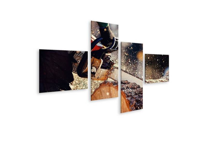 islandburner Leinwandbild Bild auf Leinwand Kettensäge Holzfäller sägt Baum mit einer Kettensäge von islandburner