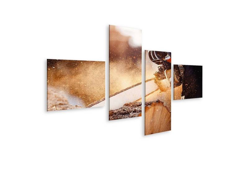 islandburner Leinwandbild Bild auf Leinwand Kettensäge In Der Bewegung Die Holz Schneidet Mann D von islandburner