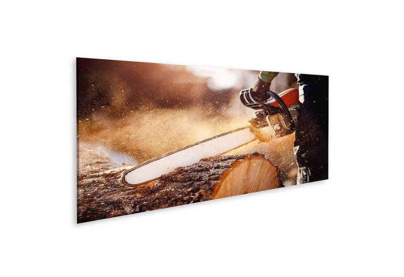 islandburner Leinwandbild Bild auf Leinwand Kettensäge Kettensäge in Bewegung Schneiden von Holz von islandburner