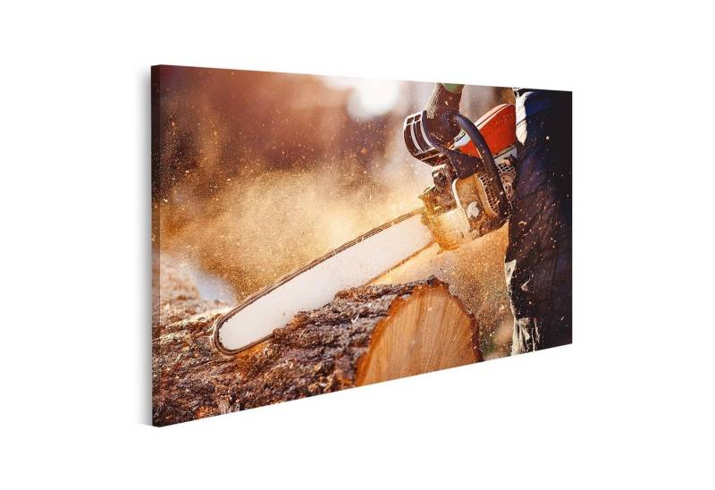islandburner Leinwandbild Bild auf Leinwand Kettensäge Kettensäge in Bewegung Schneiden von Holz von islandburner