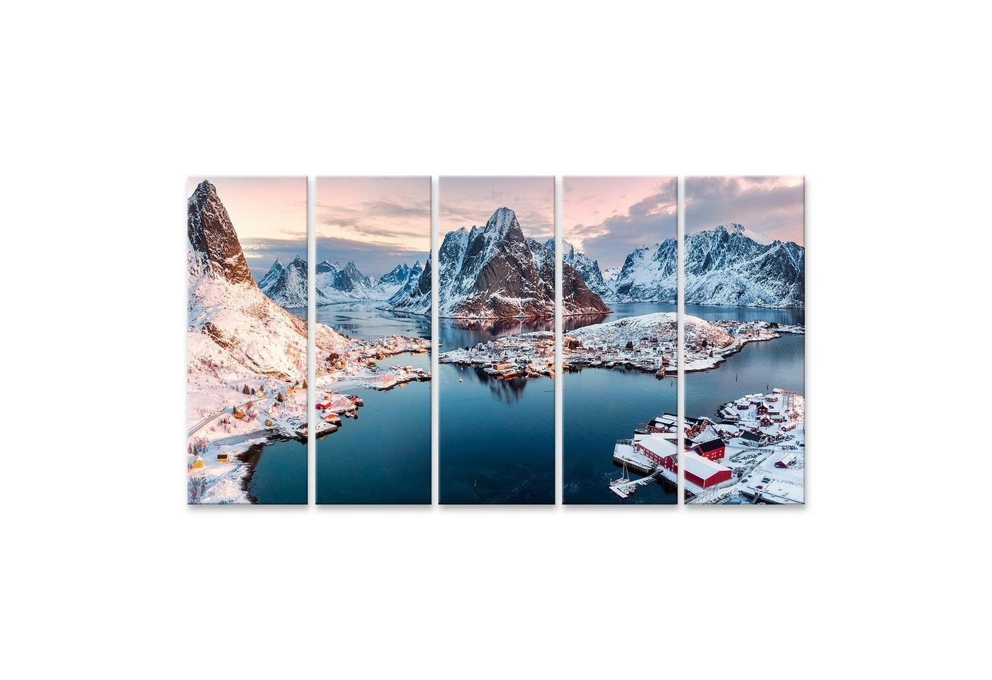 islandburner Leinwandbild Bild auf Leinwand Luftaufnahme des Fischerdorfes in den umliegenden Be von islandburner