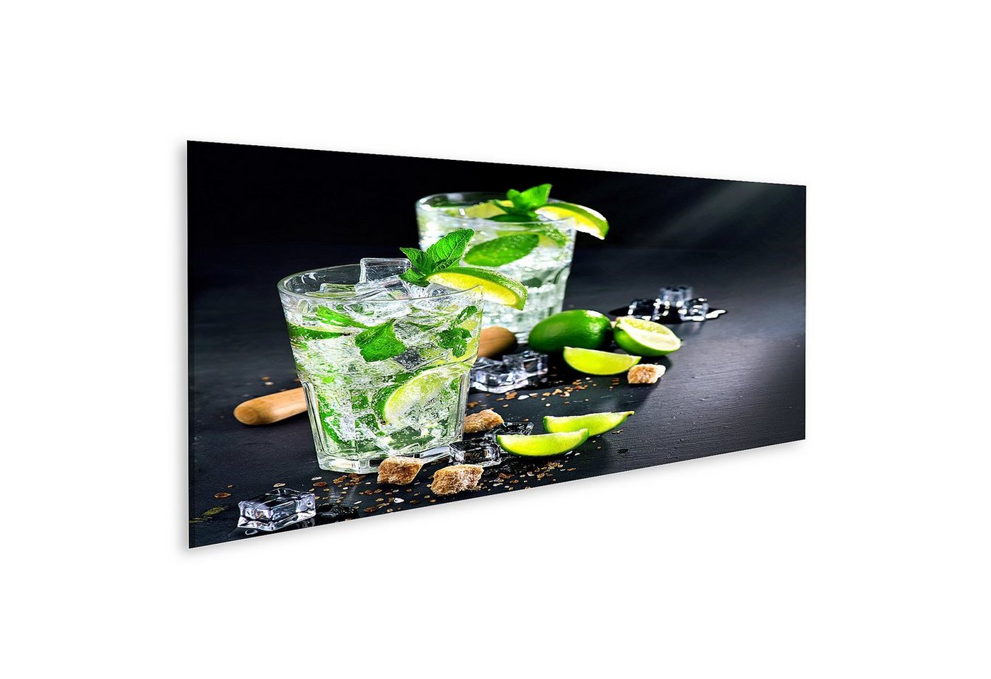 islandburner Leinwandbild Bild auf Leinwand Mojito-Cocktail auf einem Tisch Sommercocktail mit R von islandburner