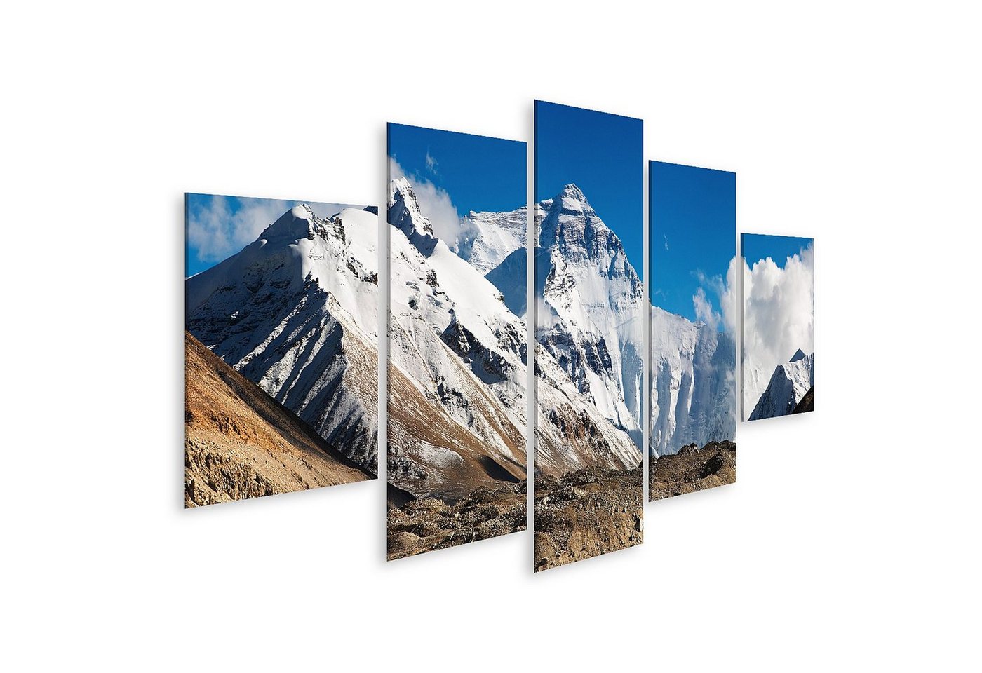 islandburner Leinwandbild Bild auf Leinwand Mount Everest Wandbild Poster Kunstdruck Bilder 170x80cm 5-teilig von islandburner