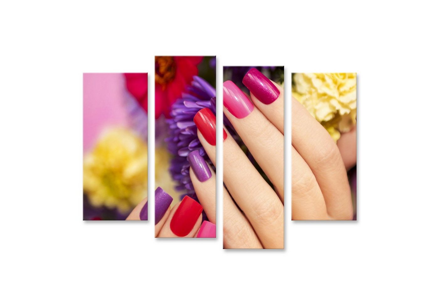 islandburner Leinwandbild Bild auf Leinwand Nageldesign Blumen Farbiger Lack Frau S Hand Wandbil von islandburner