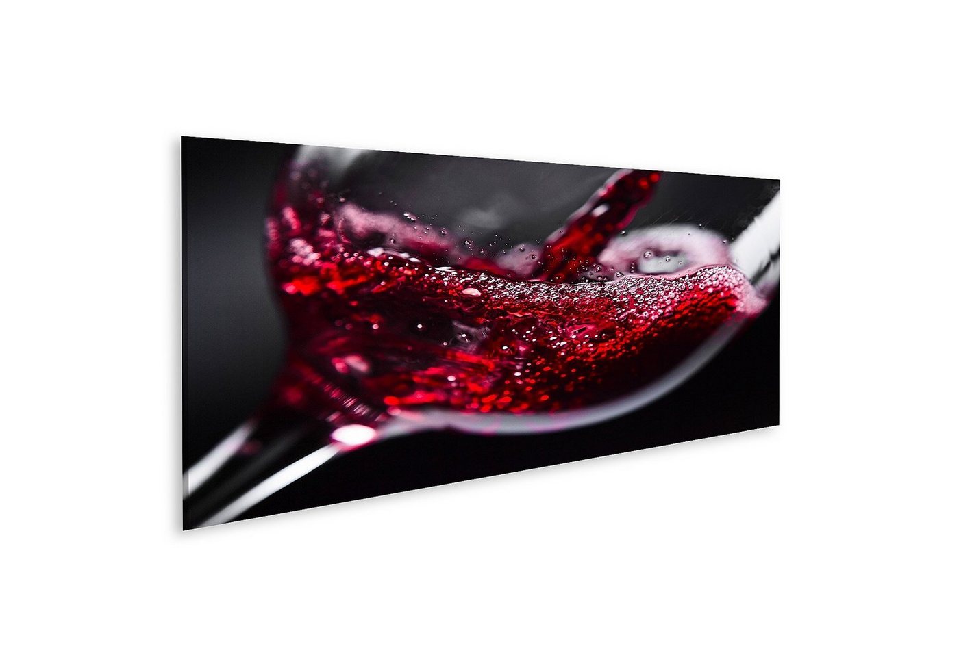islandburner Leinwandbild Bild auf Leinwand Rotwein im Weinglas auf schwarzem Hintergrund Wandbi von islandburner
