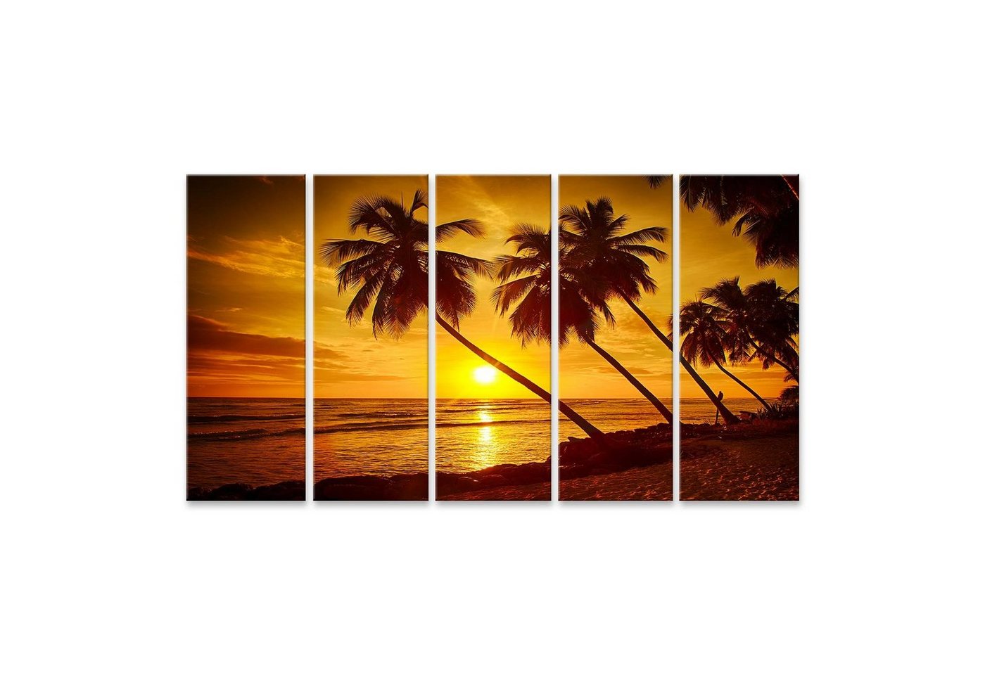 islandburner Leinwandbild Bild auf Leinwand Schöner Sonnenuntergang über dem Meer mit Blick auf von islandburner
