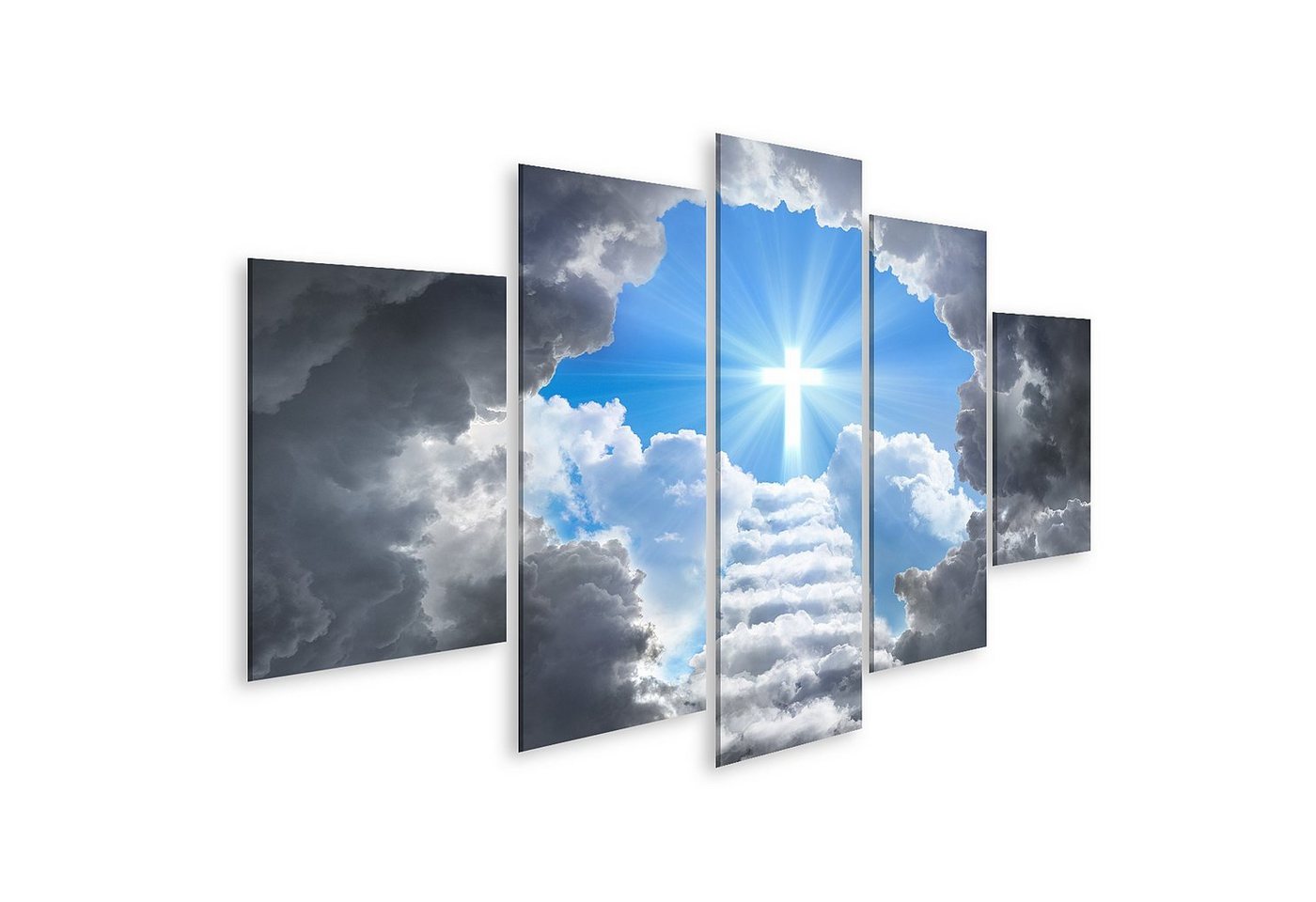 islandburner Leinwandbild Bild auf Leinwand Treppe Zum Kreuz Licht Ende Tunnel Jesus Gott Wandbi von islandburner