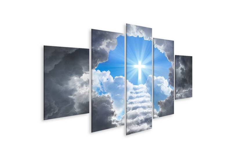 islandburner Leinwandbild Bild auf Leinwand Treppe Zum Kreuz Licht Ende Tunnel Jesus Gott Wandbi von islandburner
