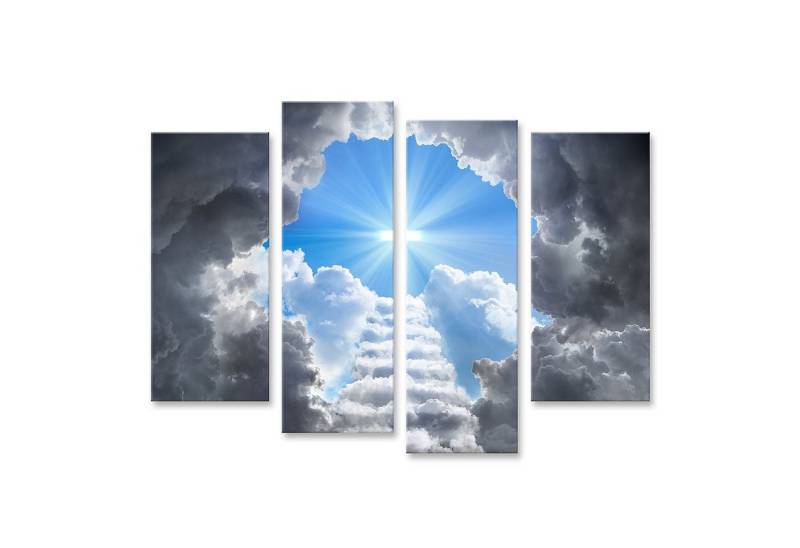 islandburner Leinwandbild Bild auf Leinwand Treppe Zum Kreuz Licht Ende Tunnel Jesus Gott Wandbi von islandburner