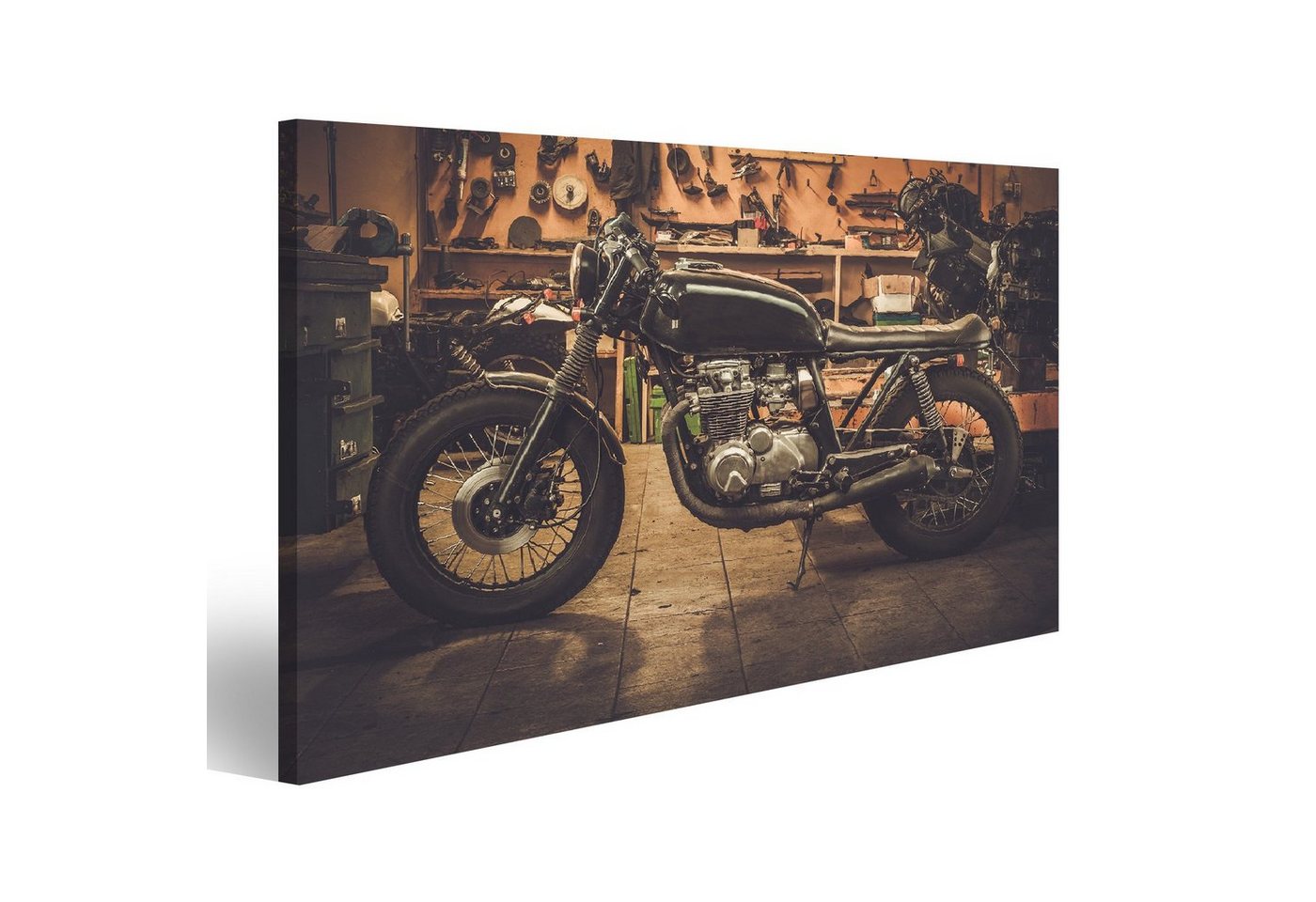 islandburner Leinwandbild Bild auf Leinwand Vintage Style Cafe Racer Motorrad Customs Garage Wan von islandburner