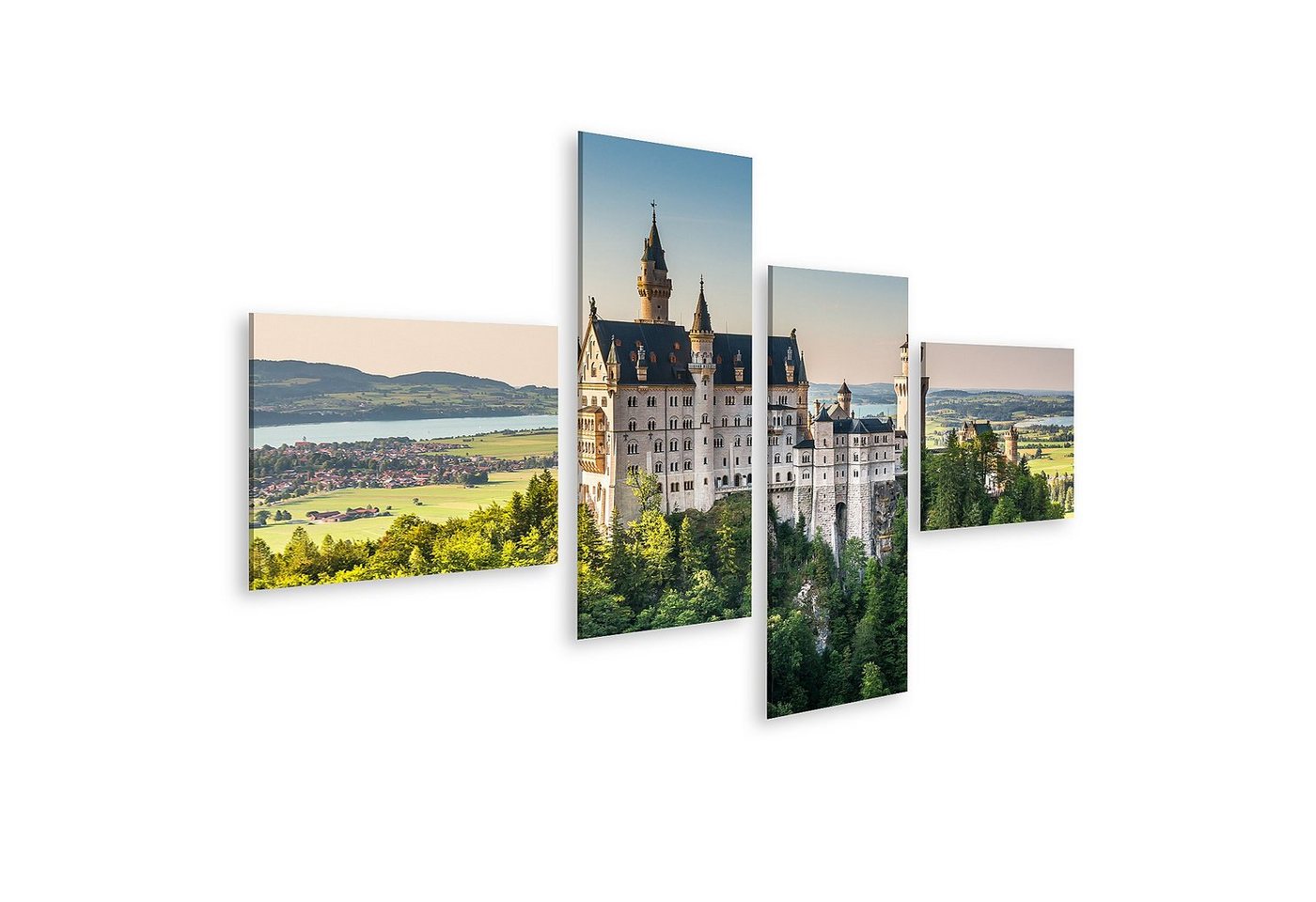 islandburner Leinwandbild Bild auf Leinwand Weltberühmtes Schloss Neuschwanstein Schönes Abendli von islandburner