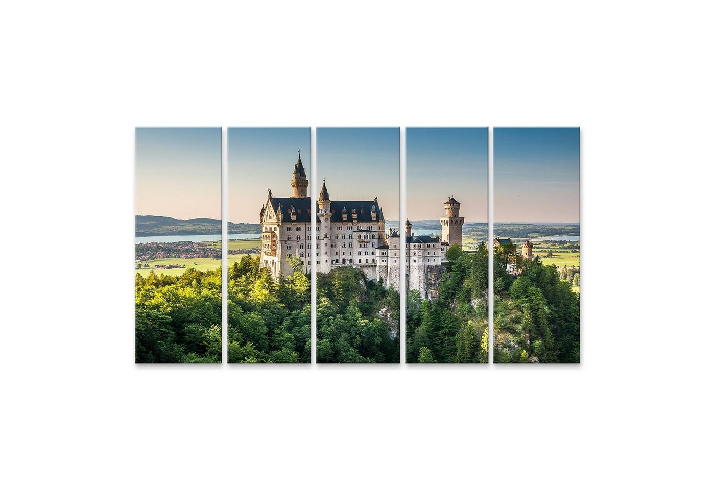 islandburner Leinwandbild Bild auf Leinwand Weltberühmtes Schloss Neuschwanstein Schönes Abendli von islandburner