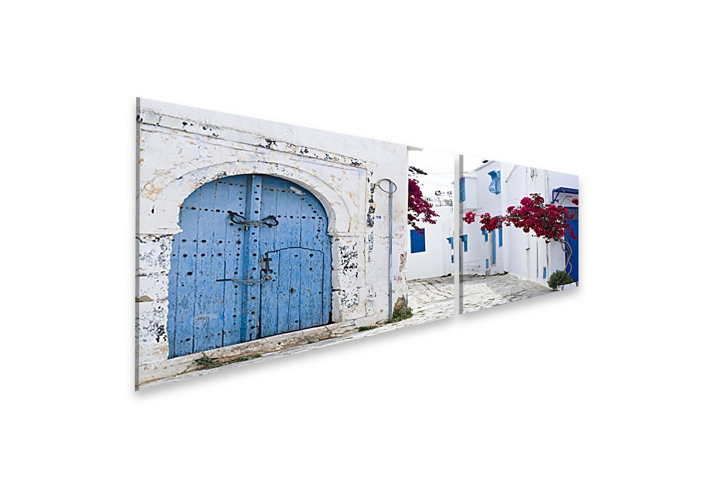 islandburner Leinwandbild Blaue Türen Fenster Weiße Wand Gebäude Sidi Bou Said Tunesie Bilder von islandburner