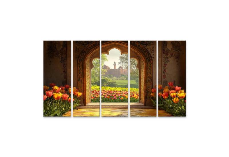 islandburner Leinwandbild Blick auf ein Schloss durch einen blumengeschmückten Torbogen islandburner Leinwandbild Blick auf ein Schloss durch einen blumengeschmückten Torbogen von islandburner