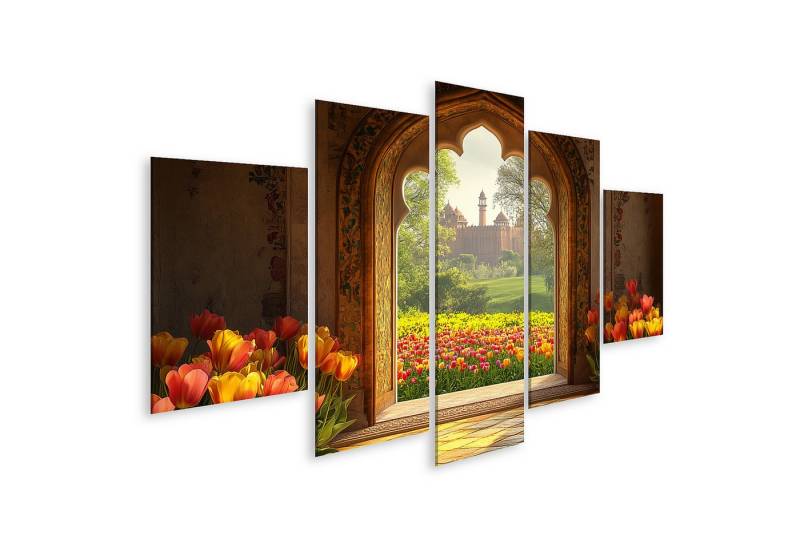 islandburner Leinwandbild Blick auf ein Schloss durch einen blumengeschmückten Torbogen islandburner Leinwandbild Blick auf ein Schloss durch einen blumengeschmückten Torbogen von islandburner