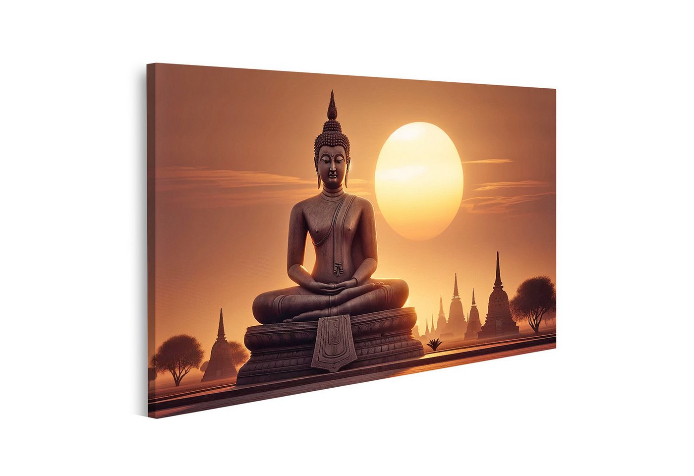 islandburner Leinwandbild Buddha Statue im Sonnenuntergang Hintergrund mit Tempel und Natur islandburner Leinwandbild Buddha Statue im Sonnenuntergang Hintergrund mit Tempel und Natur von islandburner