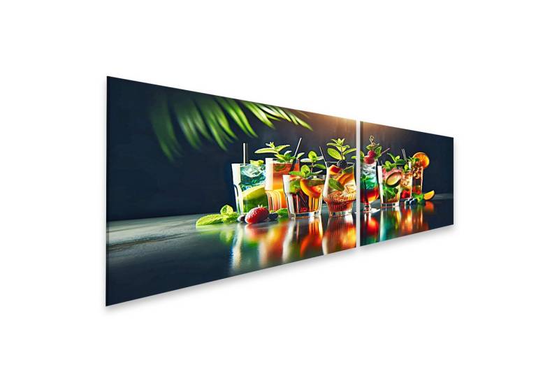 islandburner Leinwandbild Bunte Erfrischungsgetraenke mit Obst und Kraeutern auf einem Tisch islandburner Leinwandbild Bunte Erfrischungsgetraenke mit Obst und Kraeutern auf einem Tisch von islandburner