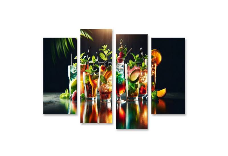 islandburner Leinwandbild Bunte Erfrischungsgetraenke mit Obst und Kraeutern auf einem Tisch islandburner Leinwandbild Bunte Erfrischungsgetraenke mit Obst und Kraeutern auf einem Tisch von islandburner
