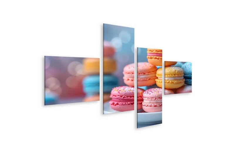 islandburner Leinwandbild Bunte Macarons auf weißem Teller mit hellem Hintergrund Wandbild islandburner Leinwandbild Bunte Macarons auf weißem Teller mit hellem Hintergrund Wandbild von islandburner