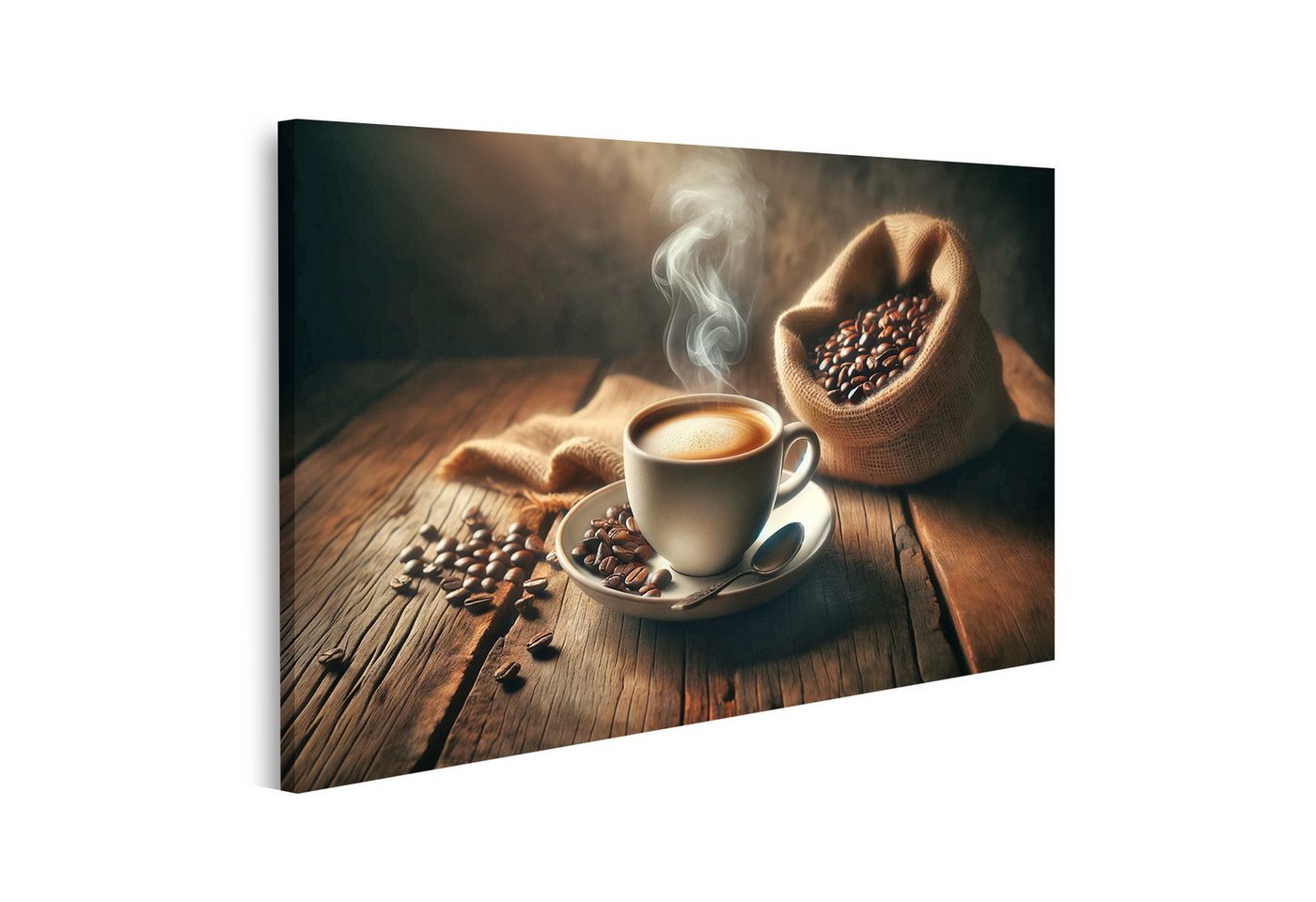 islandburner Leinwandbild Dampfende Kaffee cremige Oberfläche Untersetzer von islandburner