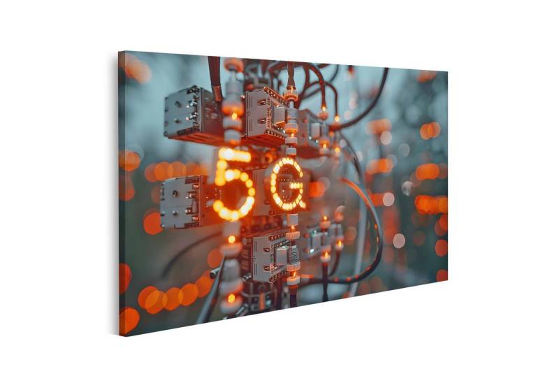 islandburner Leinwandbild Detailansicht einer kunstvoll aus Drähten gestalteten Wanduhr Wohnzimm von islandburner