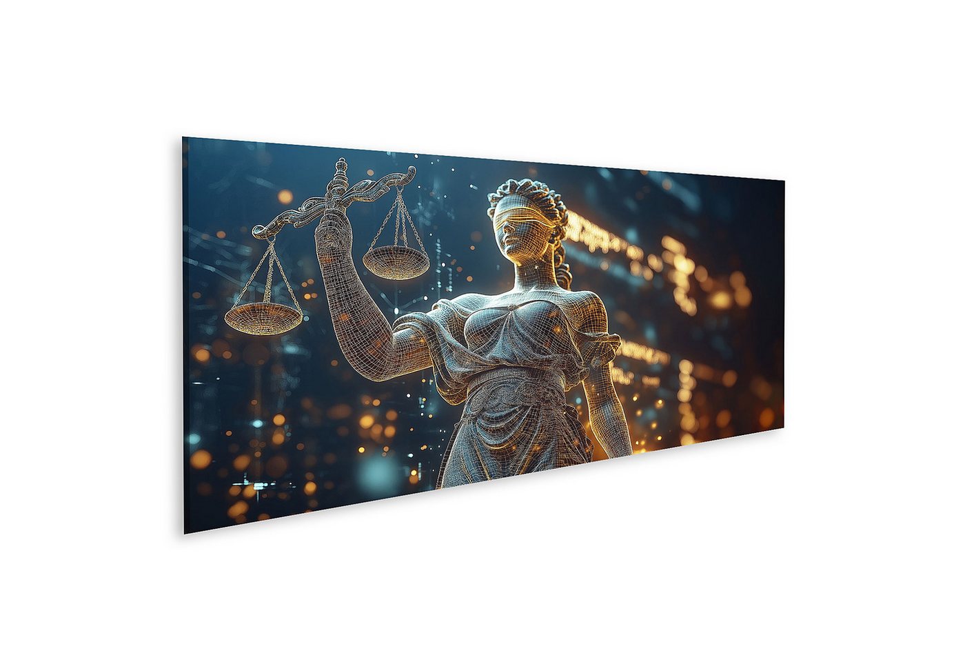 islandburner Leinwandbild Digitale Justitia im Lichternetz Wandbild islandburner Leinwandbild Digitale Justitia im Lichternetz Wandbild von islandburner
