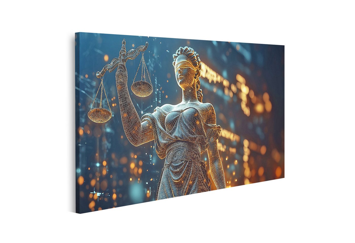 islandburner Leinwandbild Digitale Justitia im Lichternetz Wandbild islandburner Leinwandbild Digitale Justitia im Lichternetz Wandbild von islandburner