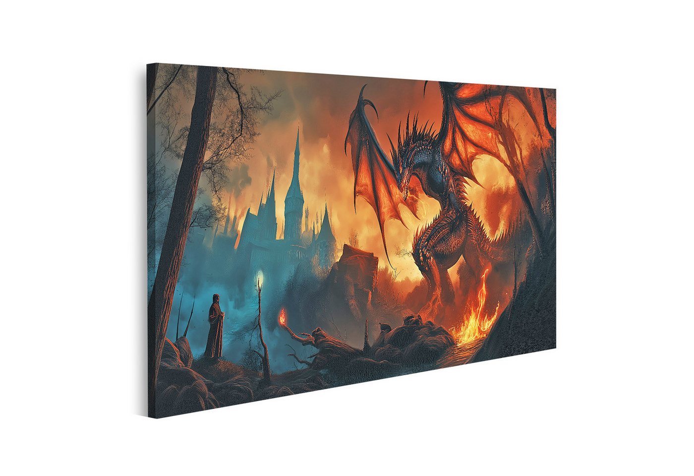 islandburner Leinwandbild Episches Drachen-Schloss Abenteuer - Dunkel, geheimnisvoll & von Myst von islandburner