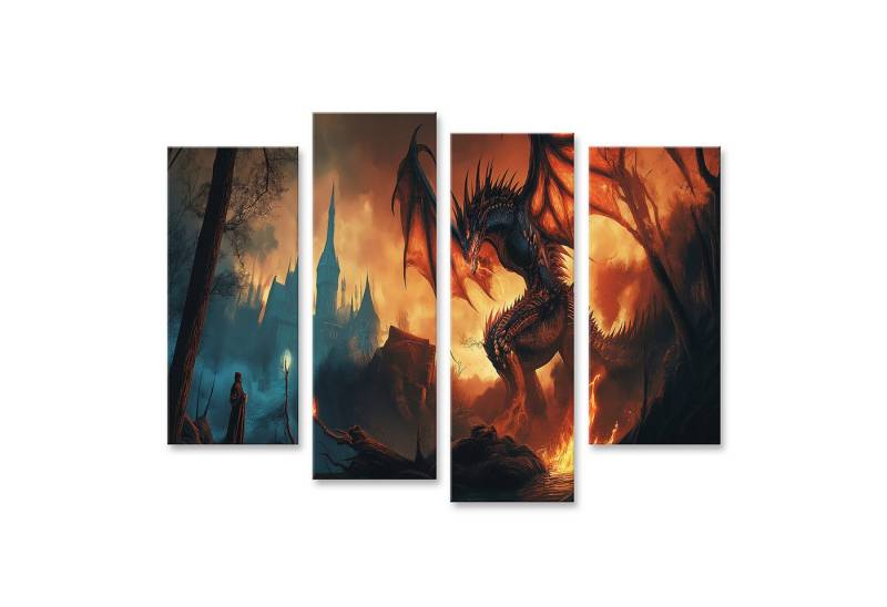 islandburner Leinwandbild Episches Drachen-Schloss Abenteuer - Dunkel, geheimnisvoll & von Myst von islandburner