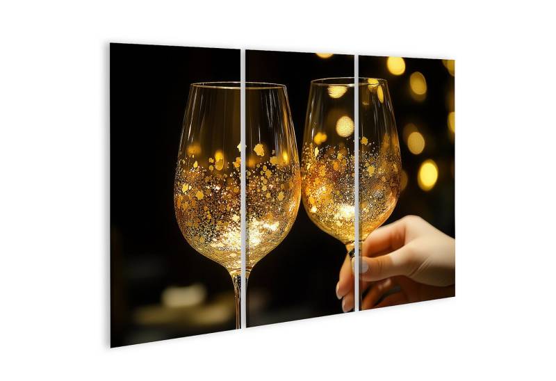 islandburner Leinwandbild Festliche Weingläser mit goldenem Glanz von islandburner