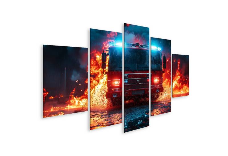 islandburner Leinwandbild Feuerwehrwagen im Sturm und Feuer islandburner Leinwandbild Feuerwehrwagen im Sturm und Feuer von islandburner