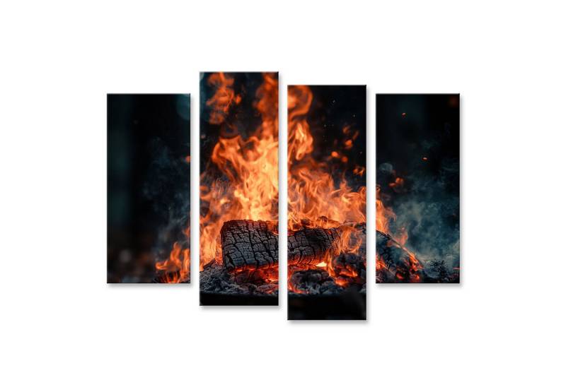 islandburner Leinwandbild Flammendes Holz im Lagerfeuer Wandbild von islandburner