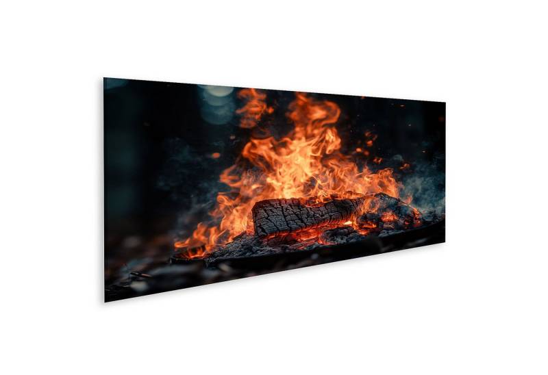islandburner Leinwandbild Flammendes Holz im Lagerfeuer Wandbild von islandburner
