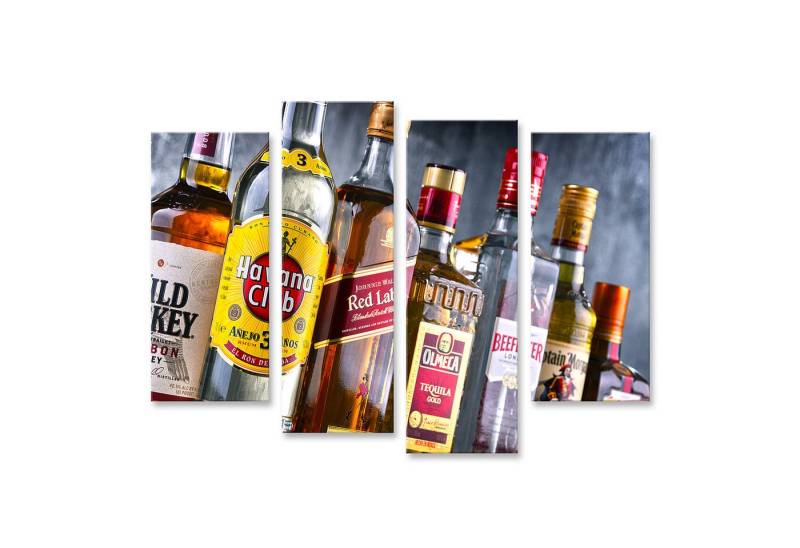 islandburner Leinwandbild Flaschen Sammlung Spirituosen Regale Bunt Sortiert Alkohol Wandbild von islandburner