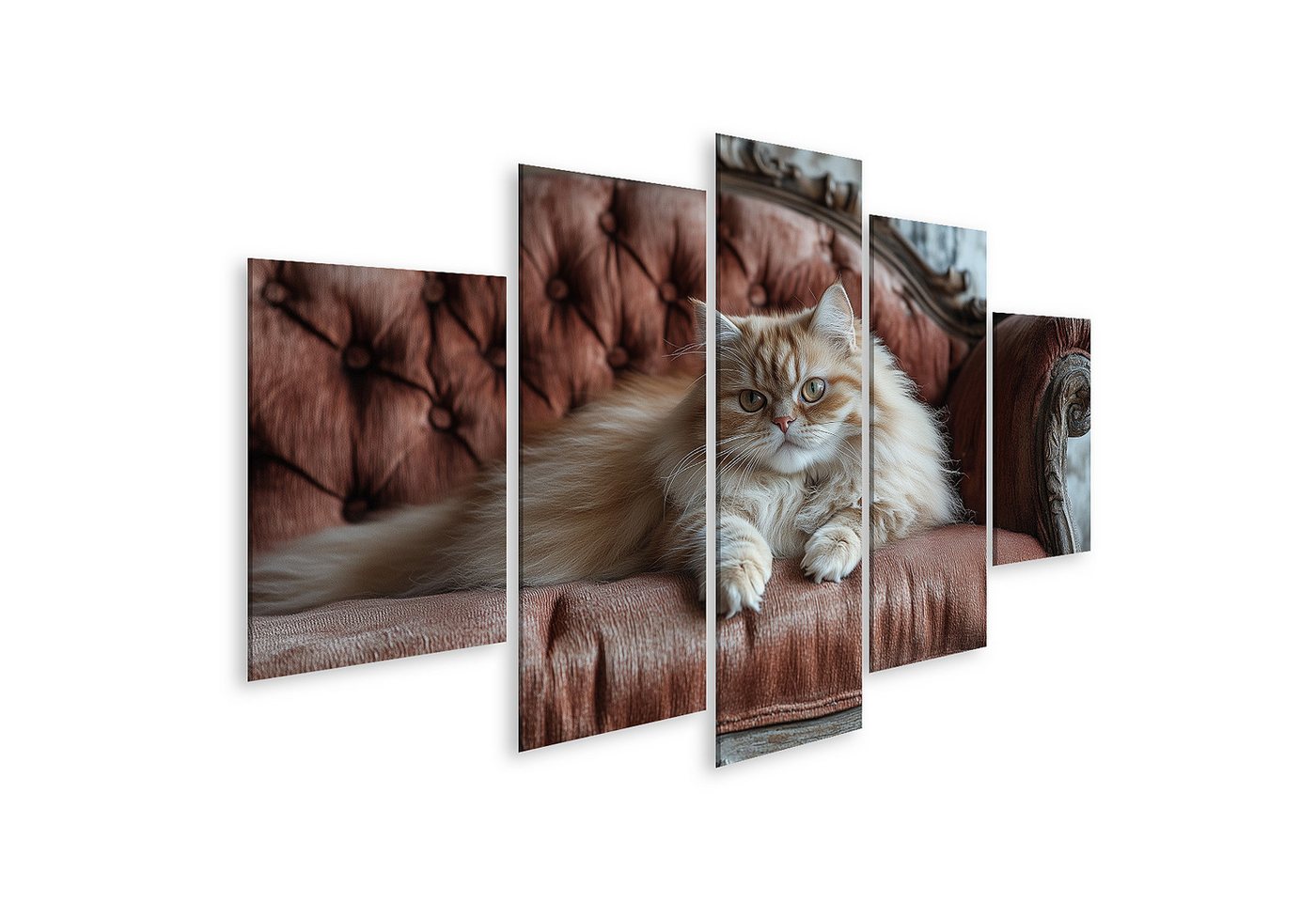 islandburner Leinwandbild Flauschige Katze auf einem antiken Sofa von islandburner