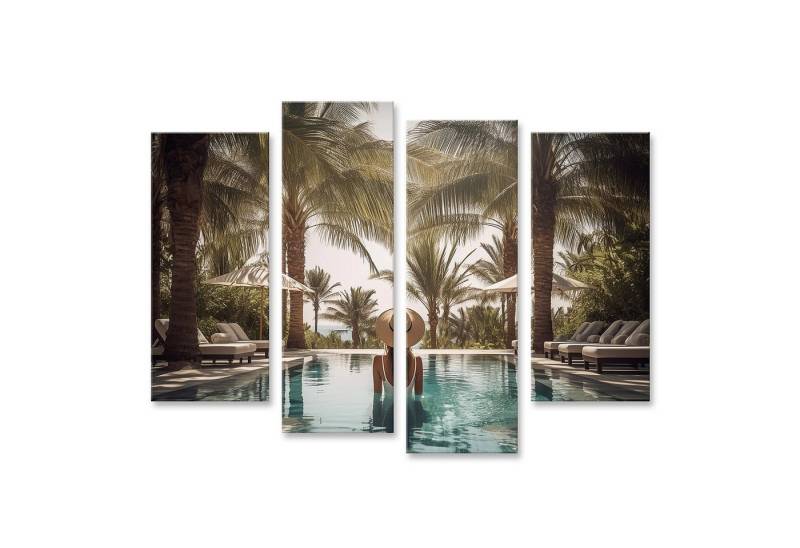 islandburner Leinwandbild Frau Entspannt Sich Im Pool Unter Palmen Mit Sonnenschirm Wandbild islandburner Leinwandbild Frau Entspannt Sich Im Pool Unter Palmen Mit Sonnenschirm Wandbild von islandburner