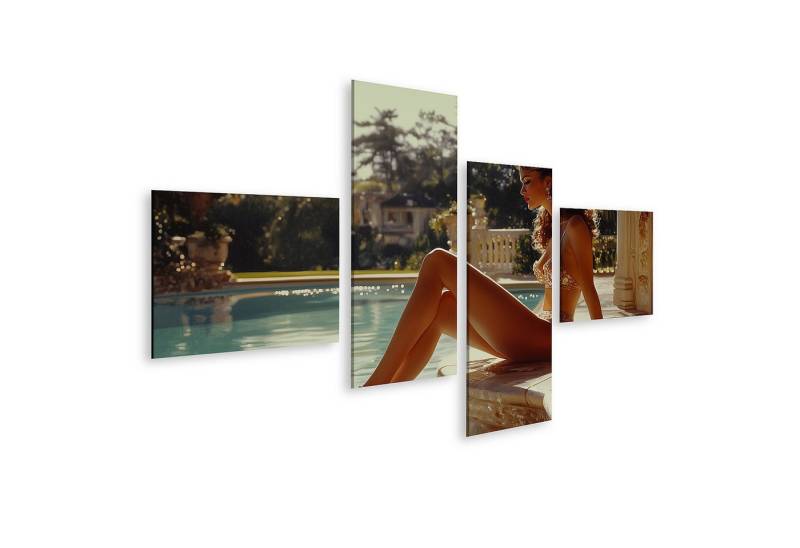 islandburner Leinwandbild Frau am luxuriösen Pool in eleganter Kleidung islandburner Leinwandbild Frau am luxuriösen Pool in eleganter Kleidung von islandburner