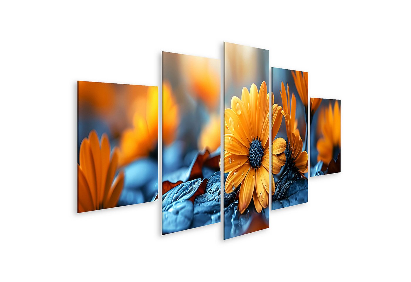 islandburner Leinwandbild Frühlingsbild: Erwachende Natur, junge Triebe, Blüten und Tag-Nacht-Gl von islandburner