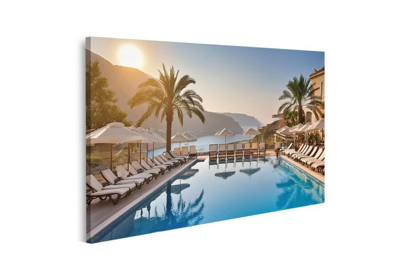 islandburner Leinwandbild Genießen Sie Urlaub im Resort-Hotel-Pool mit Hängematten und Palmen z von islandburner