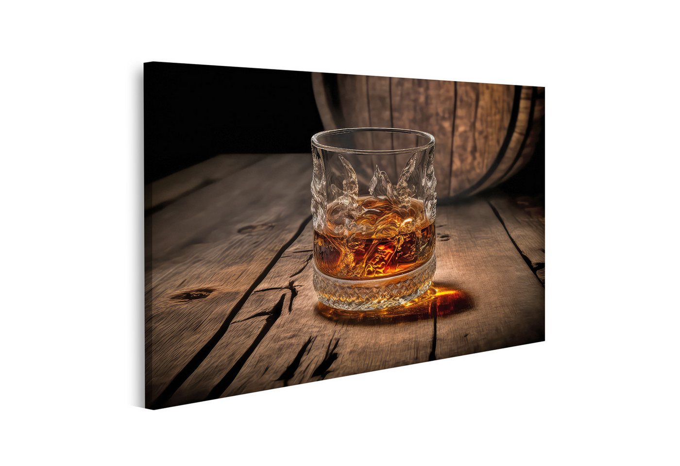 islandburner Leinwandbild Glas Whiskey Holzdesign Bilder von islandburner