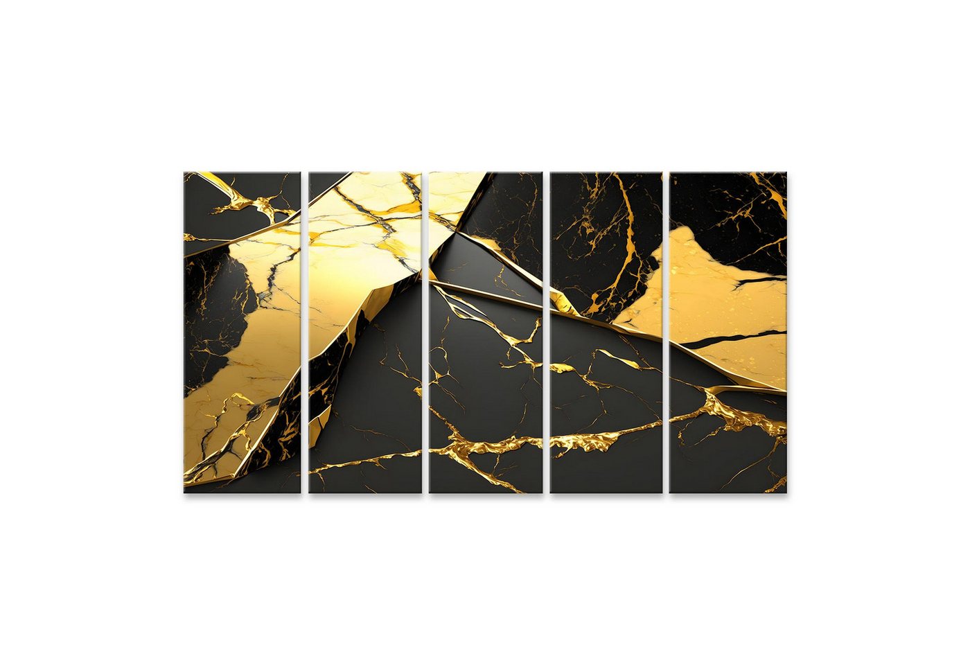 islandburner Leinwandbild Gold Schwarz Marmor Abstrakt Licht Luxus Steinwand Bilder von islandburner