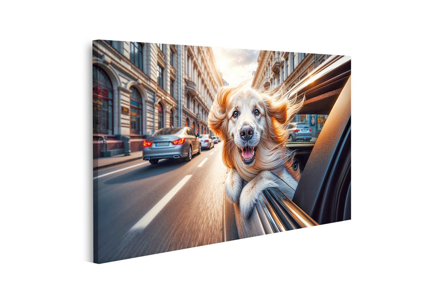 islandburner Leinwandbild Goldener Retriever genieät euphorisch eine Autofahrt, Kopf aus Fenster islandburner Leinwandbild Goldener Retriever genieät euphorisch eine Autofahrt, Kopf aus Fenster von islandburner