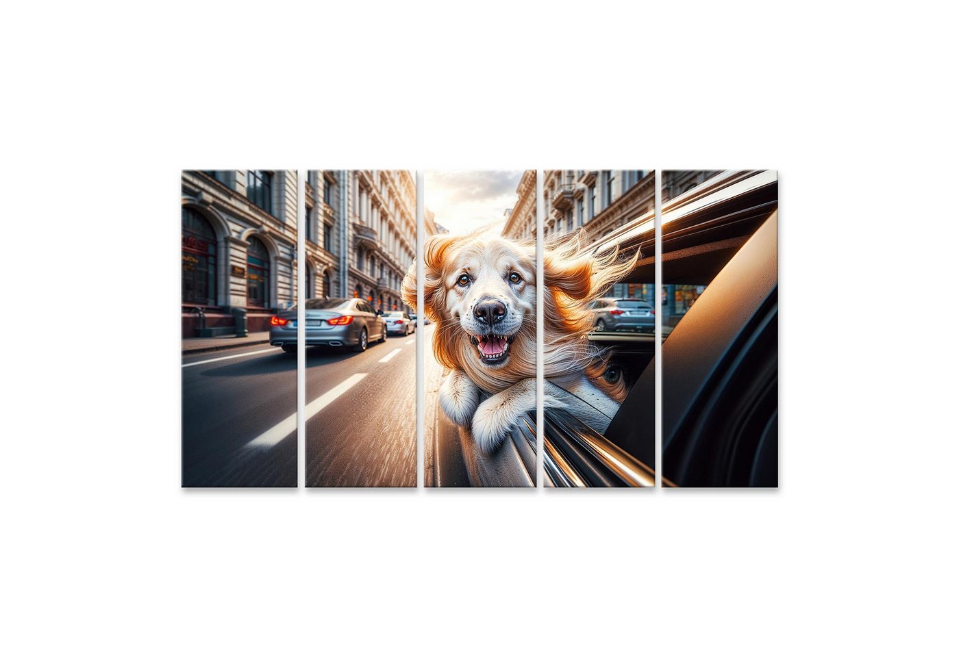 islandburner Leinwandbild Goldener Retriever genieät euphorisch eine Autofahrt, Kopf aus Fenster islandburner Leinwandbild Goldener Retriever genieät euphorisch eine Autofahrt, Kopf aus Fenster von islandburner