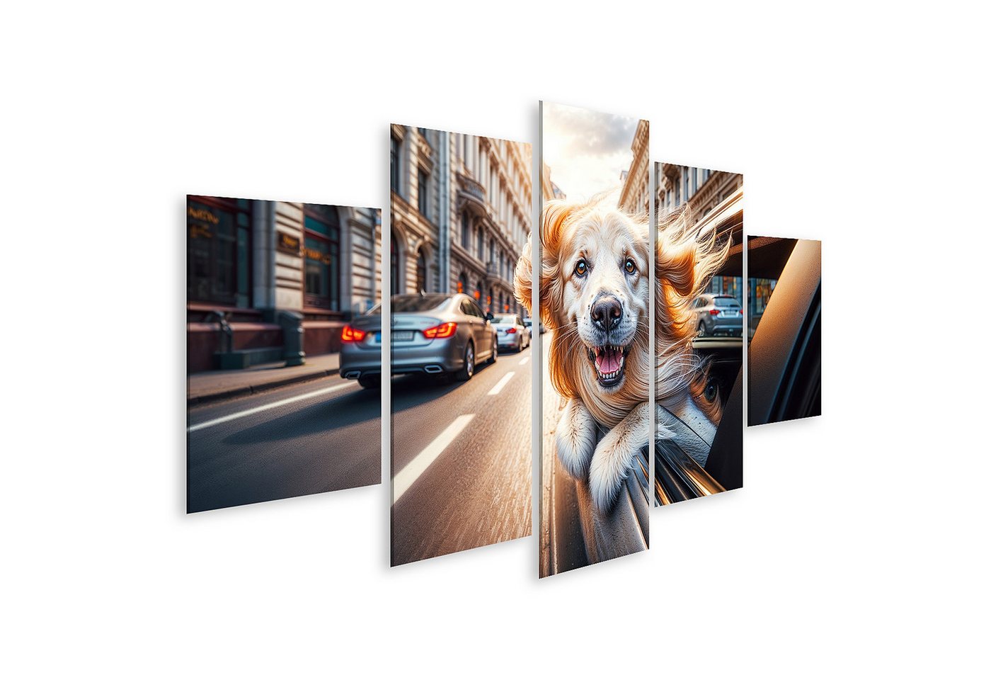 islandburner Leinwandbild Goldener Retriever genieät euphorisch eine Autofahrt, Kopf aus Fenster islandburner Leinwandbild Goldener Retriever genieät euphorisch eine Autofahrt, Kopf aus Fenster von islandburner