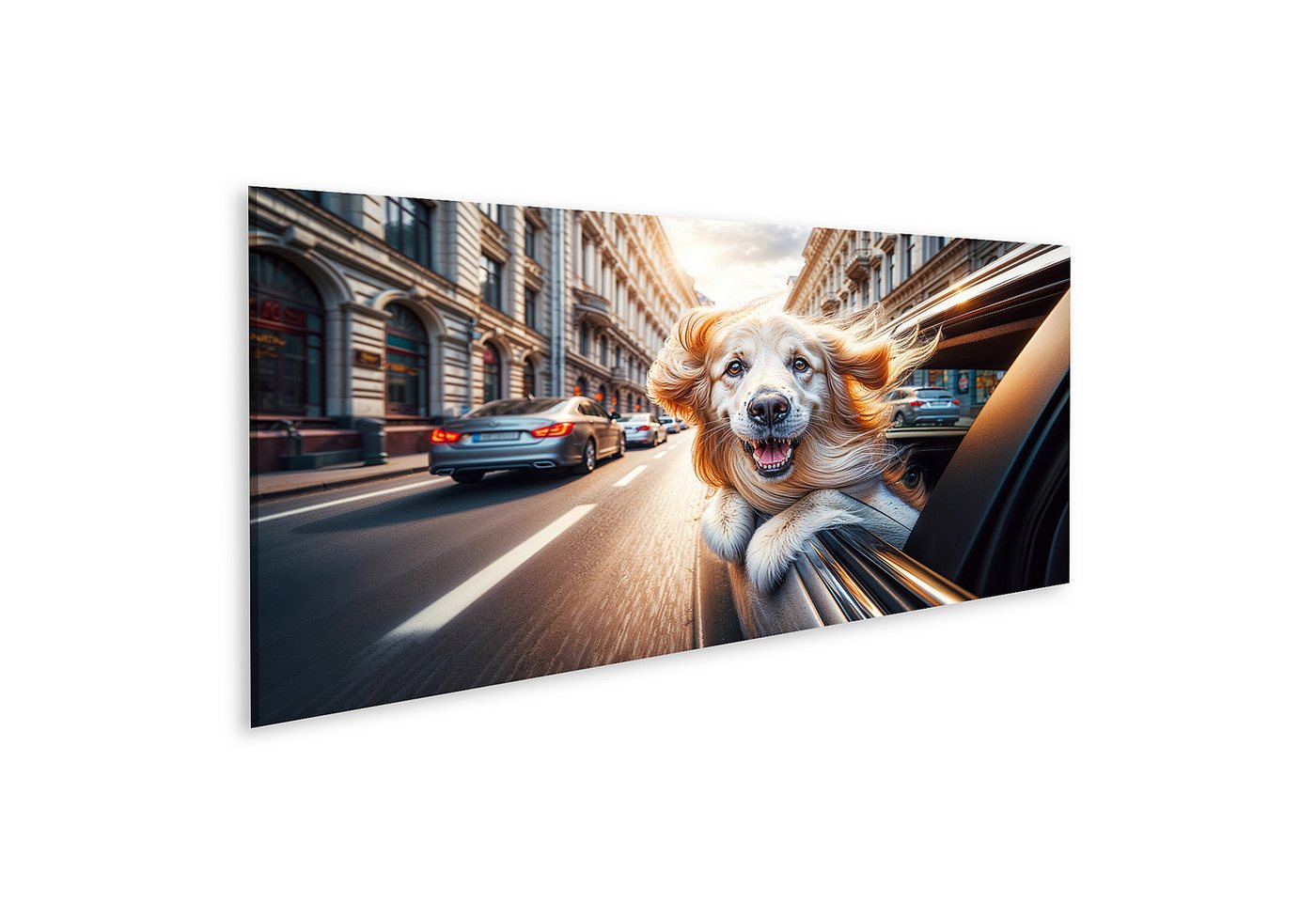 islandburner Leinwandbild Goldener Retriever genieät euphorisch eine Autofahrt, Kopf aus Fenster islandburner Leinwandbild Goldener Retriever genieät euphorisch eine Autofahrt, Kopf aus Fenster von islandburner